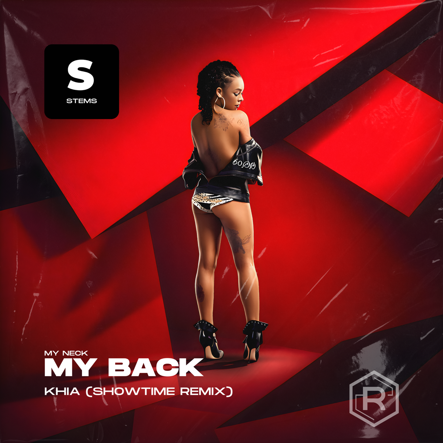 Album cover with a woman in a revealing outfit against a red and black background, featuring the Stems logo.